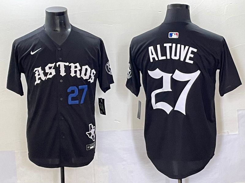 Men 2025 Houston Astros #27 Altuve Black Seven generations Joint Name Nike MLB Jersey style 6->houston astros->MLB Jersey